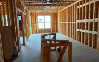 Fiberglass batt insulation roll staged in a framed apartment unit at the Accent Marietta apartment complex in Marietta, GA.
