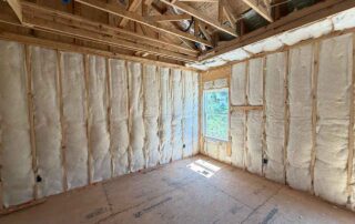 Foster Insulation unfaced fiberglass batts installed in the exterior walls of a bedroom in a custom home in Cobb County, GA.